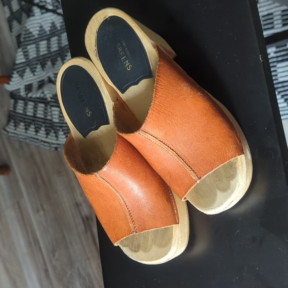 Swedish Hasbeen high heel clogs